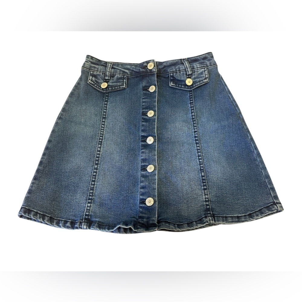 Hot Kiss Y2K McBling Button Front Denim Mini Skirt Bratz Indie Sleaze Size 1